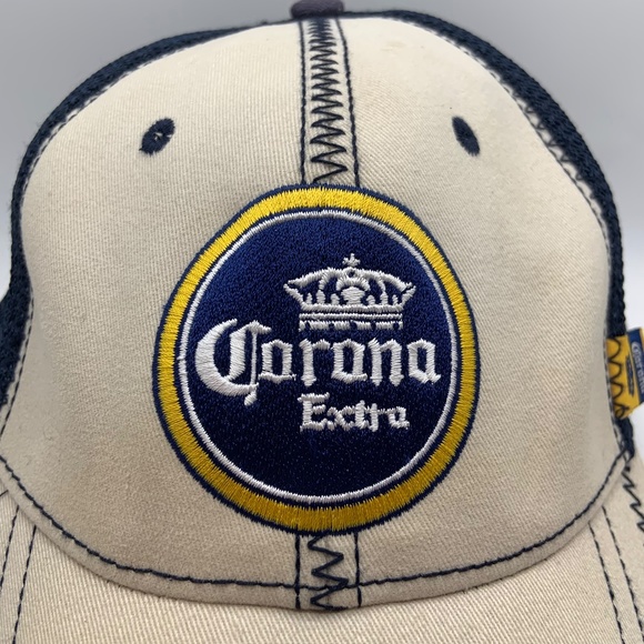Corona Extra La Cerveza Mas Fina Retro Stitched Embroidered Meshback Hat - Picture 2 of 16